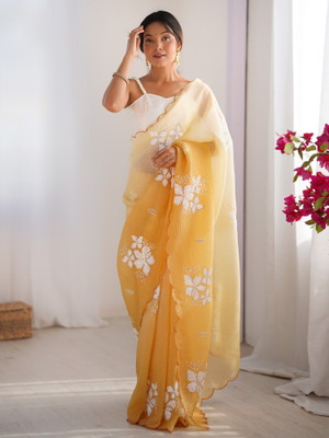 Sareemall Embellished Bollywood Tissue Saree(Mustard)