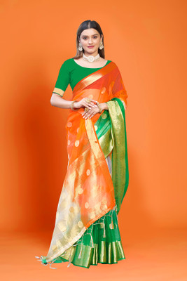 Aarunika SST Solid/Plain Bollywood Organza Saree(Multicolor)