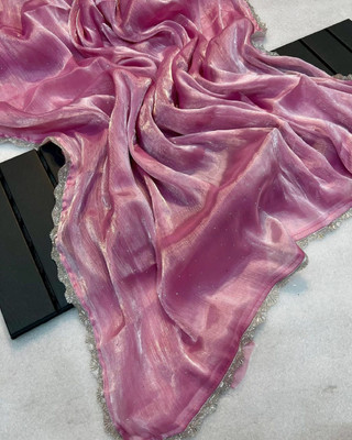 DESTY Self Design, Embellished Bollywood Silk Blend Saree(Pink)