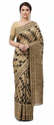 ShivMaya Woven Banarasi Silk Blend Saree(Gold, Black)
