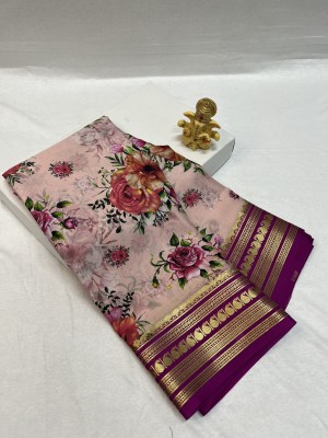 Nithakshi Floral Print Mysore Pure Silk Saree(Pink)