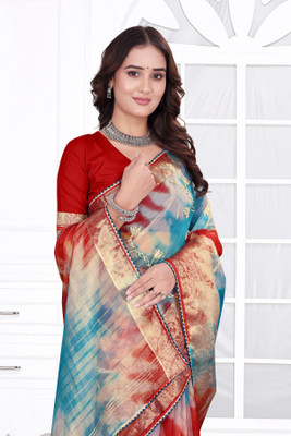 Aarunika SKT Solid/Plain Bollywood Organza Saree(Maroon)