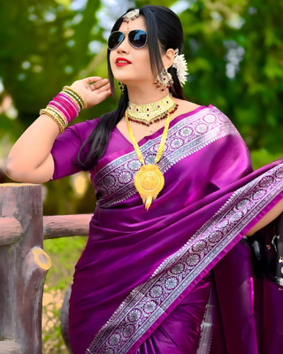 Weaver store Self Design Banarasi Nylon Saree(Maroon)