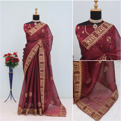 KHRITI FAB Self Design Bollywood Jimmy choo Saree(Maroon)