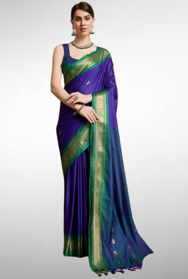 AS CREATION Self Design Kanjivaram Silk Blend Saree(Multicolor)