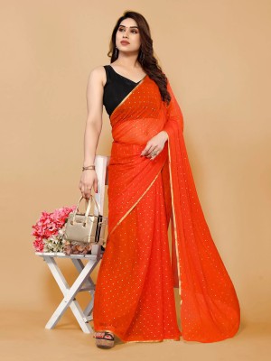 ABRUZZO Embellished Daily Wear Chiffon Saree(Orange)