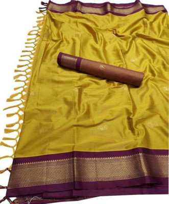 Paithani Self Design Mysore Pure Silk Saree(Yellow)