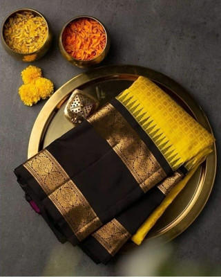 Marziyaa Woven Banarasi Jacquard Saree(Yellow)