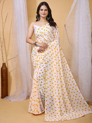 Anouk Rustic Printed Bollywood Georgette Saree(White)