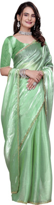 HangerStories Self Design Kanjivaram Pure Silk, Chiffon Saree(Light Green)