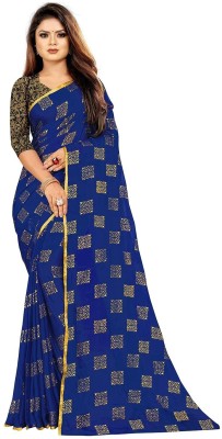 Divya Kamal Self Design Bollywood Chiffon Saree(Blue)