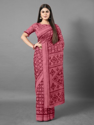 Divastri Printed Chanderi Brasso Saree(Pink)