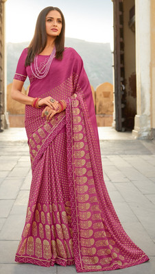 Hensi sarees shop Woven Venkatagiri Georgette, Art Silk Saree(Pink)