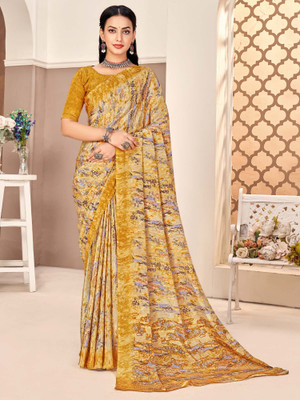 Sareemall Printed Chinnalapattu Crepe Saree(Beige)
