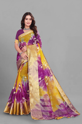 Aarunika SKT Printed Bollywood Organza Saree(Magenta)