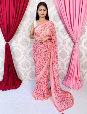 bhavika silk mills Printed Daily Wear Georgette Saree(Pink)