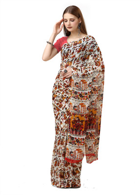Sanwariya Silks Printed Mysore Georgette Saree(Red)
