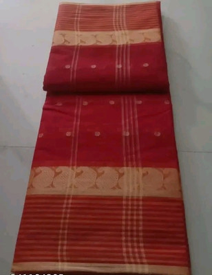 Anita Solid/Plain, Printed Tant Pure Cotton Saree(Red, Beige)