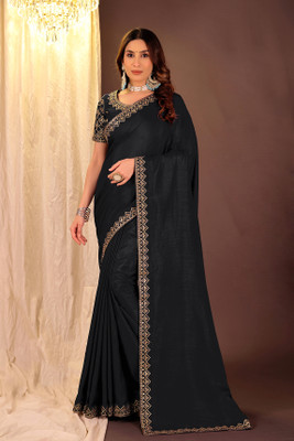 Suali Embroidered Bollywood Georgette Saree(Black)