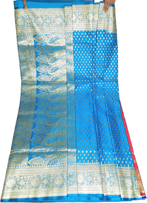 HouseOfCommon Woven Banarasi Jacquard Saree(Light Blue)