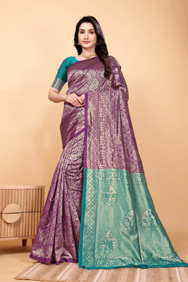 DDRS Fashion Self Design Bollywood Jacquard Saree(Purple)