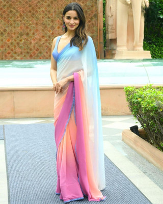 supalee tex Printed Bandhani Georgette Saree(Multicolor)