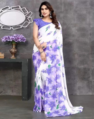 Falessa Printed Bollywood Georgette Saree(Light Blue)
