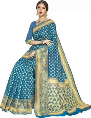NENCY FASHION Woven Banarasi Pure Silk Saree(Blue)