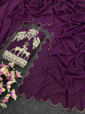 ADVIK CREATION Woven Bollywood Georgette Saree(Purple)