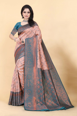 SuperLaxmi Woven Kanjivaram Pure Silk, Art Silk Saree(Multicolor)