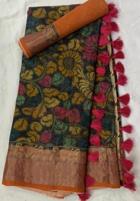 Arpita Fashion Printed, Self Design, Digital Print Bollywood Cotton Blend, Cotton Linen Saree(Multicolor)