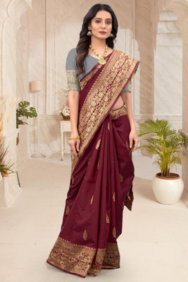 Rudr Venture Digital Print Banarasi Jacquard Saree(Gold)
