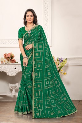 Laxmipati Sarees Printed Daily Wear Georgette Saree(Green)