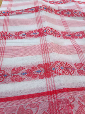 Happy Creation Woven Jamdani Handloom Cotton Blend Saree(Multicolor)