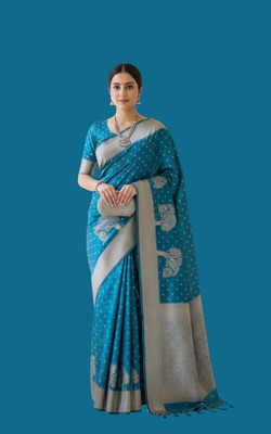 Bajrang fab Self Design Banarasi Satin Saree(Dark Blue)