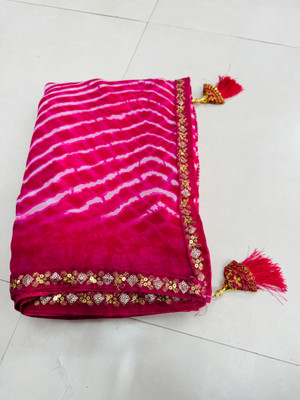 charmie designer Printed Bandhani Georgette Saree(Pink)
