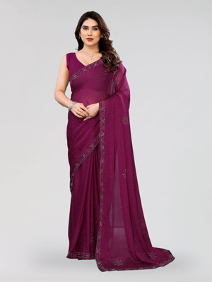 Divastri Embellished, Embroidered Bollywood Chiffon Saree(Purple)