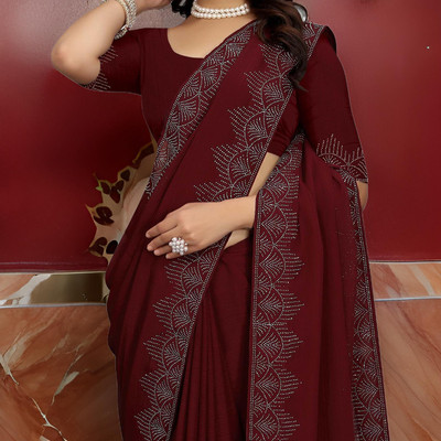 sarang fab Embellished Bollywood Georgette Saree(Maroon)