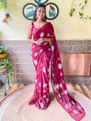 Sareemall Embellished Bollywood Georgette Saree(Maroon)