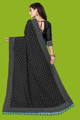 nevya creation Self Design Bollywood Georgette, Chanderi Saree(Black)