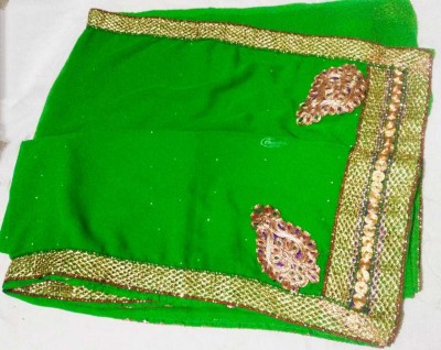 AARTI SAREES Embellished Bollywood Chiffon Saree(Green)