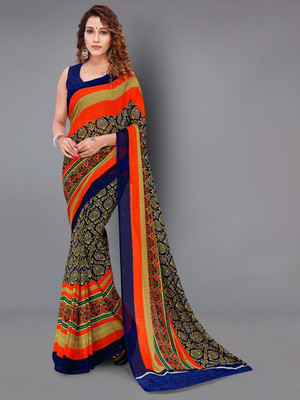 Moda Rapido Printed Daily Wear Georgette Saree(Blue)