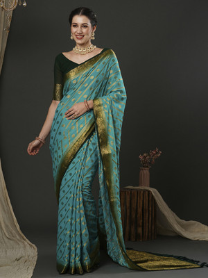 Divastri Woven Kanjivaram Georgette Saree(Blue)