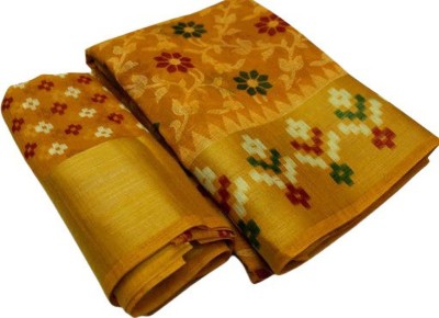 sohank creation Printed, Self Design Chanderi Cotton Blend Saree(Yellow)