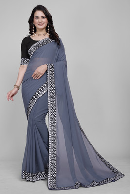Sangath Self Design Daily Wear Georgette Saree(Grey)