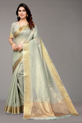 Winza Designer Woven Banarasi Silk Blend Saree(Light Green)