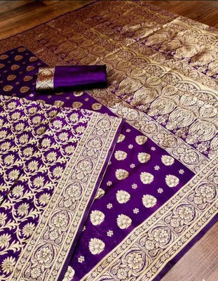 SHRIMAY Woven Kanjivaram Silk Blend Saree(Blue)