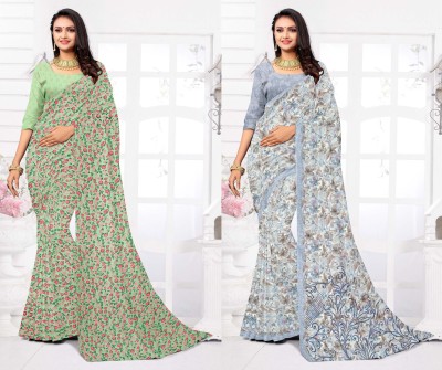 STYLEVEDA Paisley Daily Wear Georgette Saree(Pack of 2, Grey, Green)