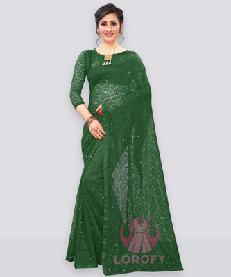 LOROFY Self Design Bollywood Net Saree(Multicolor)