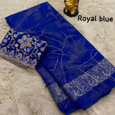 Elite Fashion Paisley Daily Wear Georgette Saree(Blue)
